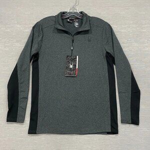 SPYDER 1/4 Zip Pullover Shirt Mens Small Grey Base Layer Quick Dry